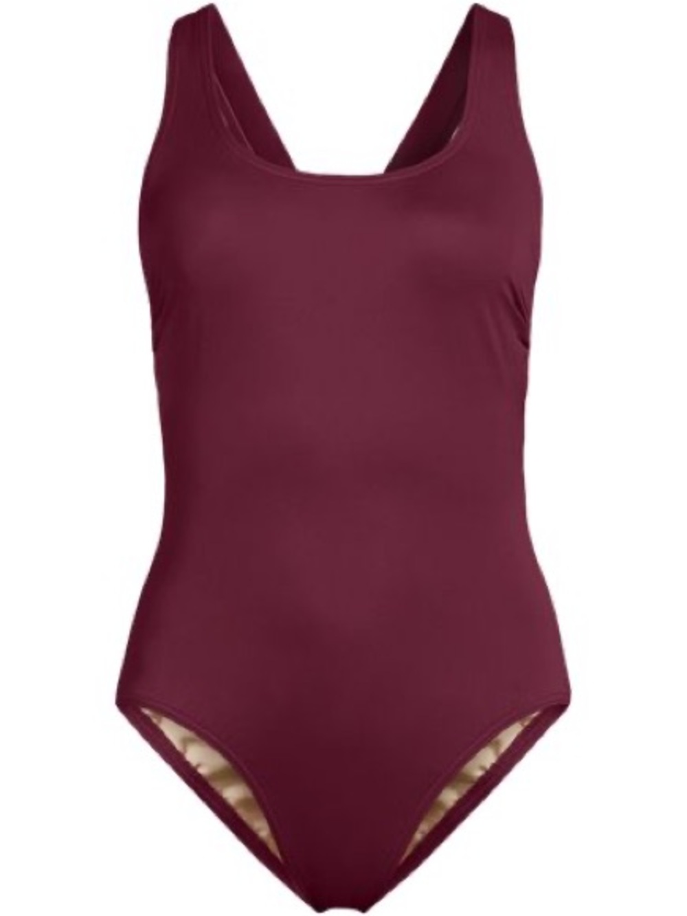NWT Lands’ End Tugless X-Back One Piece Swimsuit Burgundy Spritz 10
